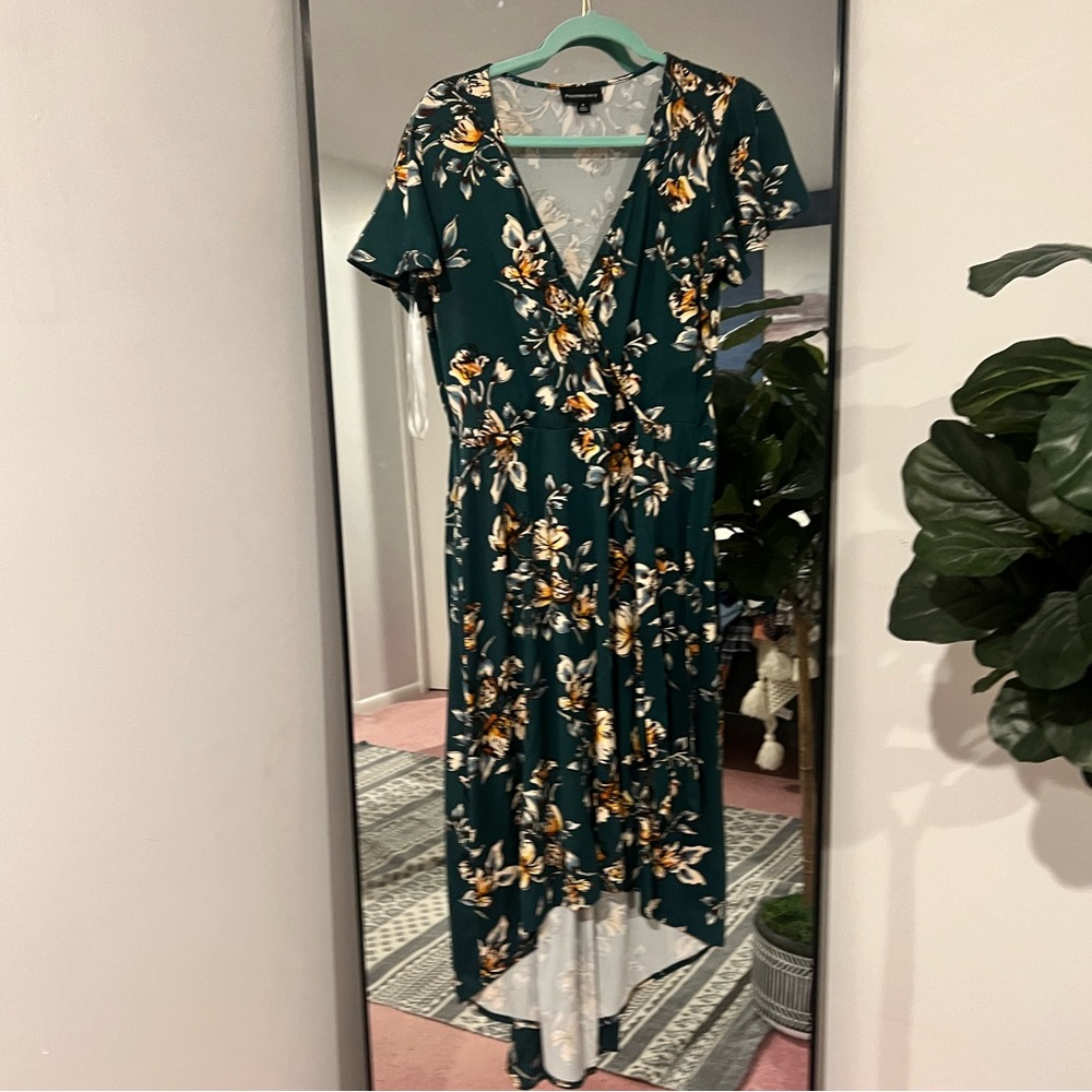 Fortune + Ivy, Irene Faux Wrap Brushed Knit Hi Low Maxi Dress - Picture 2 of 4